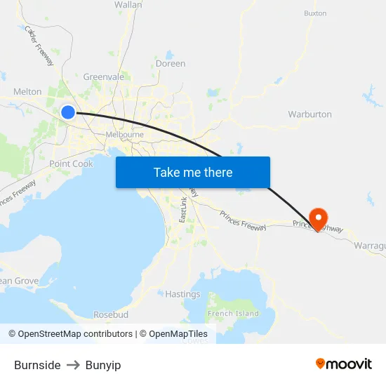 Burnside to Bunyip map