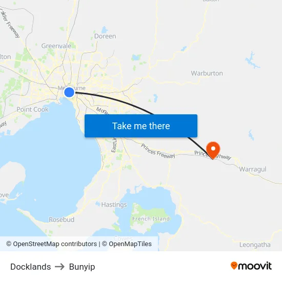 Docklands to Bunyip map