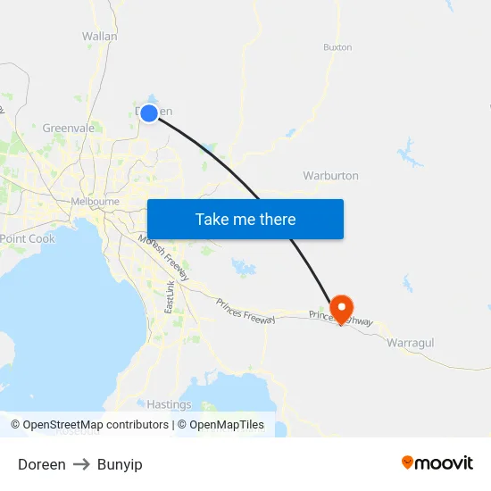Doreen to Bunyip map