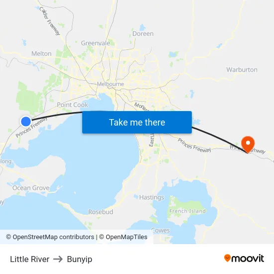 Little River to Bunyip map