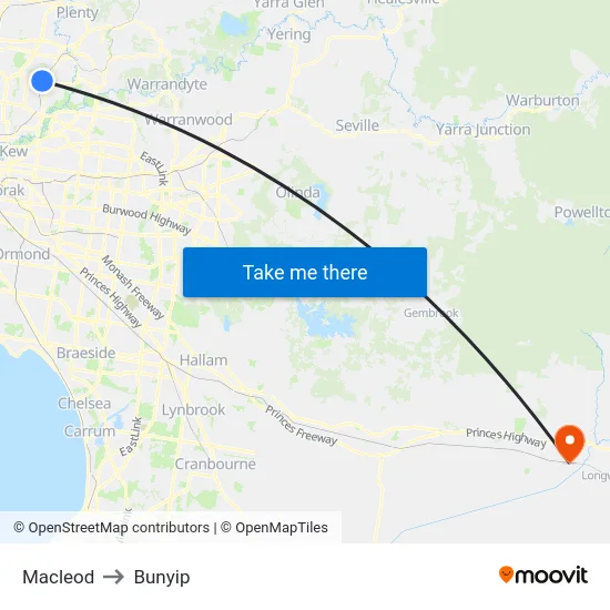 Macleod to Bunyip map