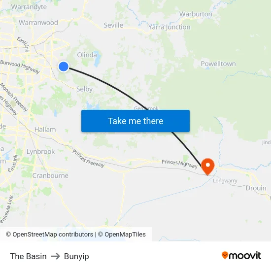 The Basin to Bunyip map