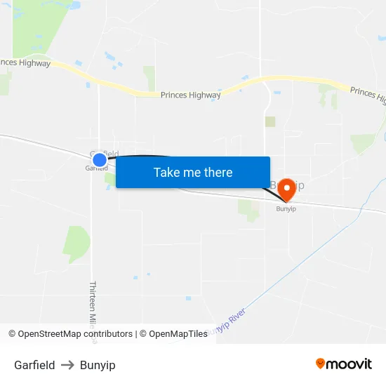 Garfield to Bunyip map