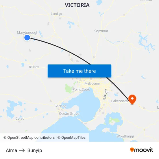 Alma to Bunyip map