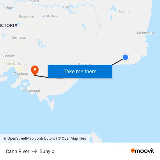 Cann River to Bunyip map