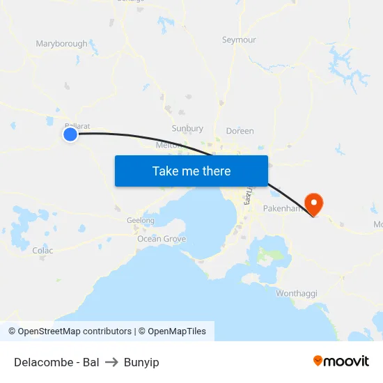 Delacombe - Bal to Bunyip map