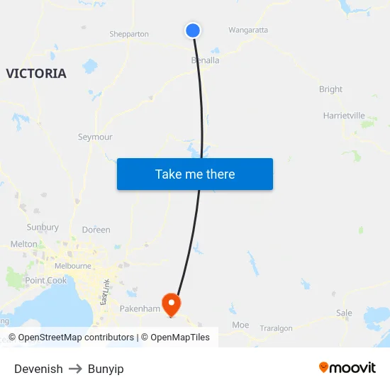 Devenish to Bunyip map