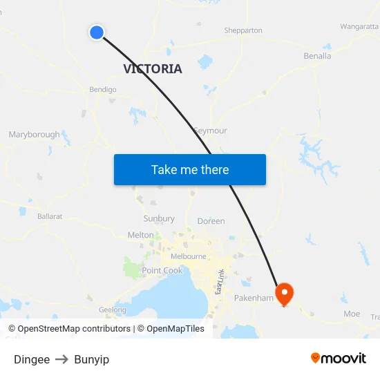 Dingee to Bunyip map