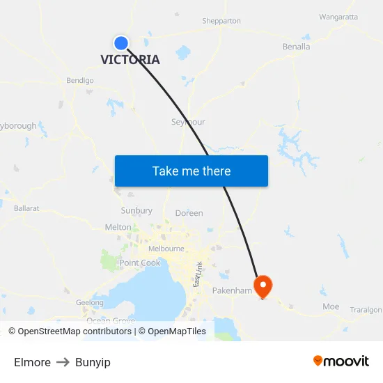 Elmore to Bunyip map