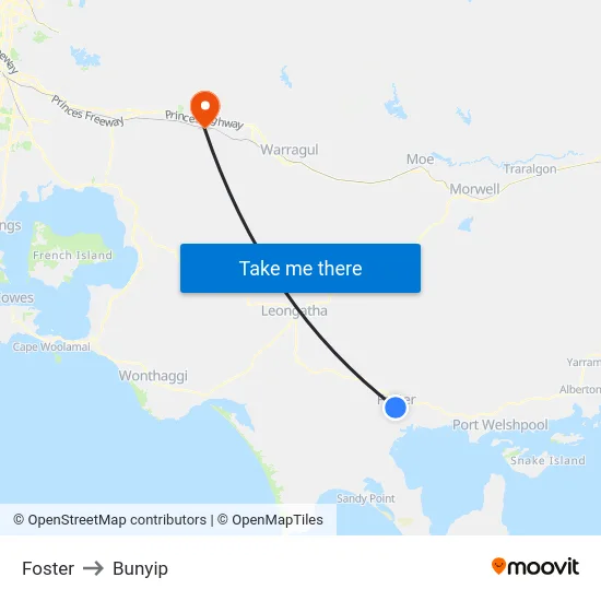 Foster to Bunyip map