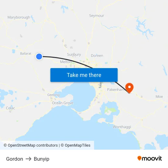 Gordon to Bunyip map