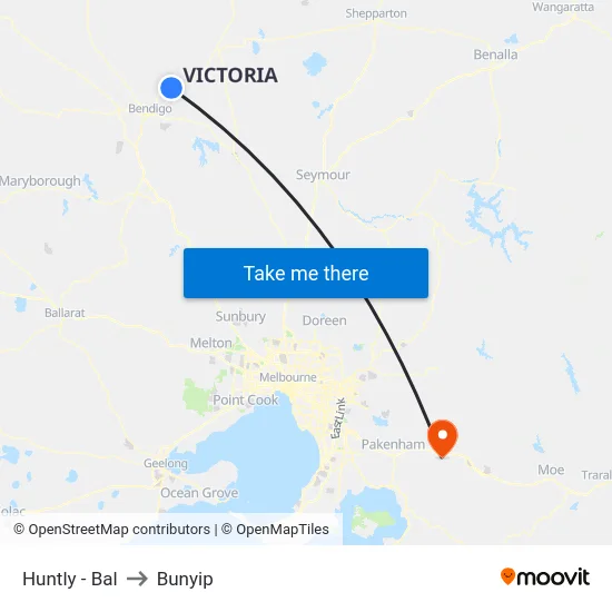 Huntly - Bal to Bunyip map
