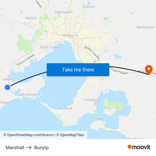 Marshall to Bunyip map