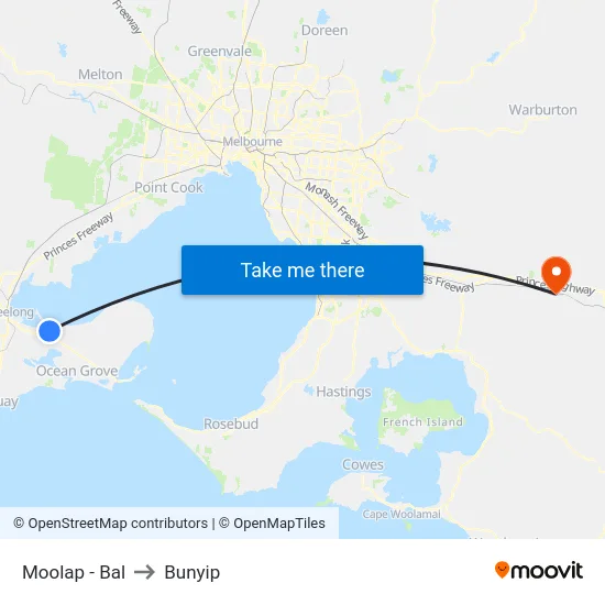 Moolap - Bal to Bunyip map