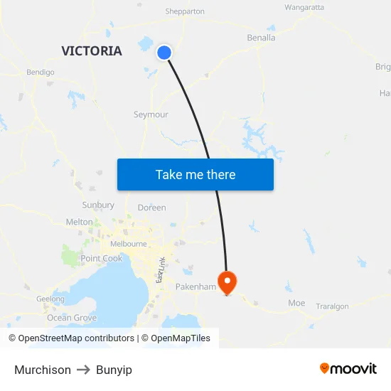 Murchison to Bunyip map