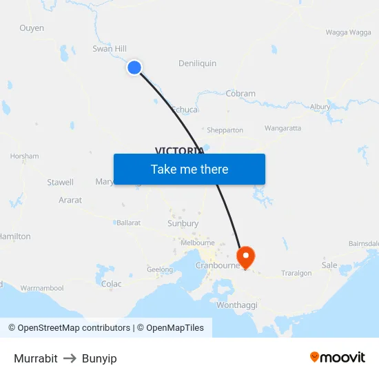 Murrabit to Bunyip map