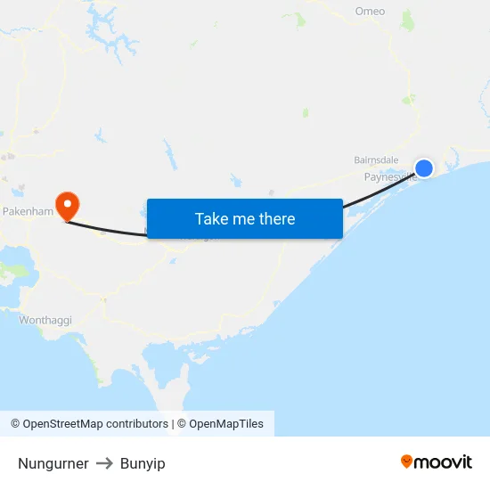 Nungurner to Bunyip map