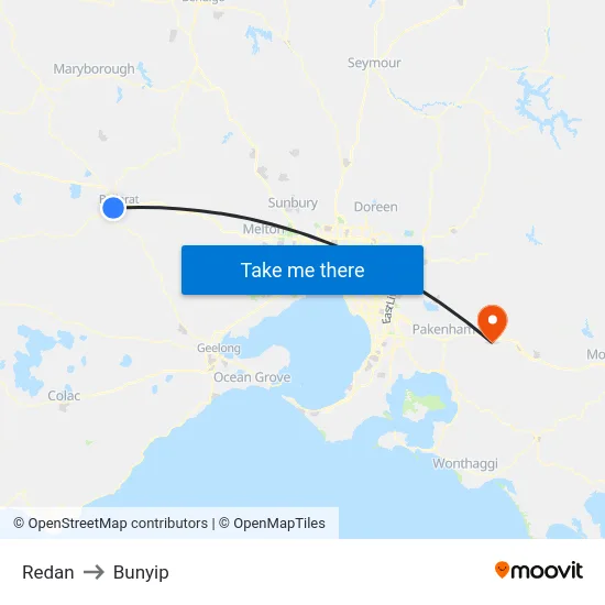 Redan to Bunyip map