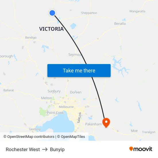 Rochester West to Bunyip map