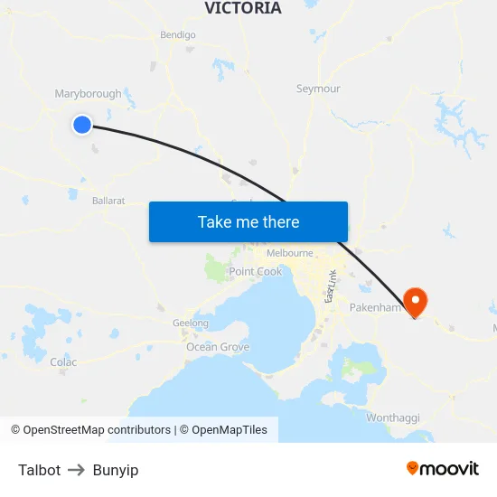 Talbot to Bunyip map