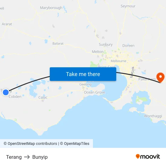 Terang to Bunyip map
