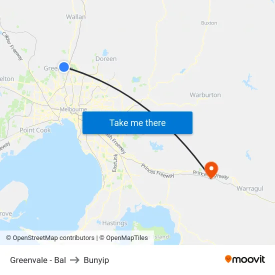Greenvale - Bal to Bunyip map