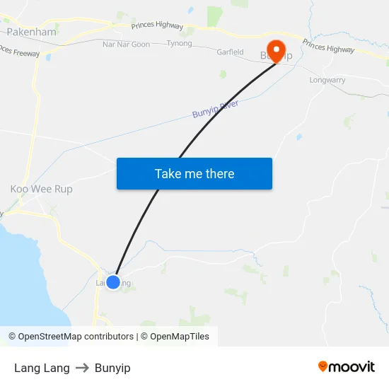 Lang Lang to Bunyip map