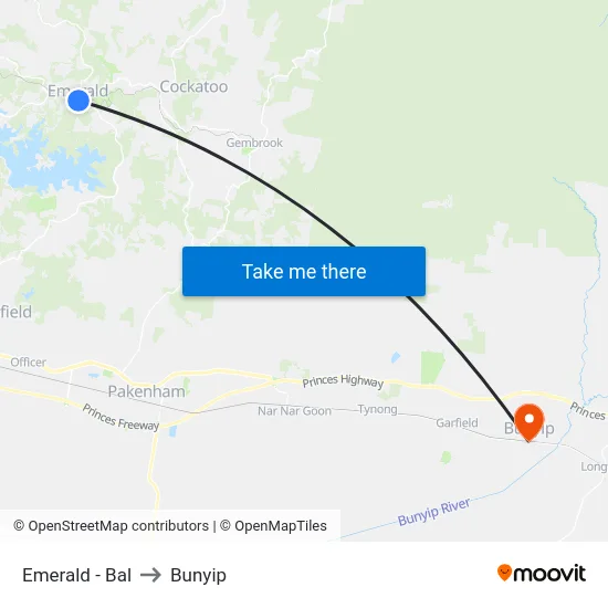 Emerald - Bal to Bunyip map