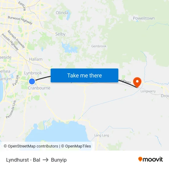 Lyndhurst - Bal to Bunyip map
