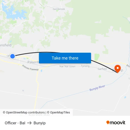 Officer - Bal to Bunyip map
