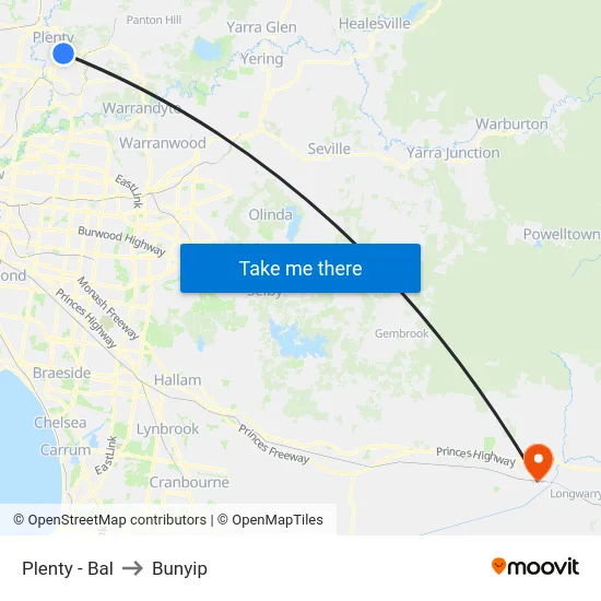 Plenty - Bal to Bunyip map