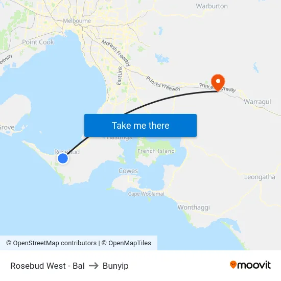 Rosebud West - Bal to Bunyip map
