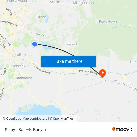 Selby - Bal to Bunyip map