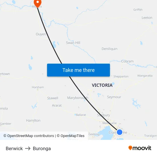 Berwick to Buronga map