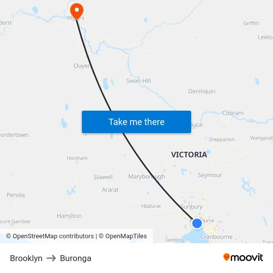 Brooklyn to Buronga map