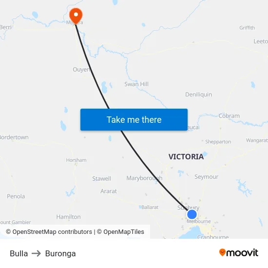 Bulla to Buronga map