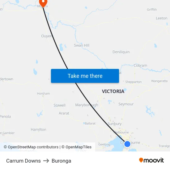 Carrum Downs to Buronga map