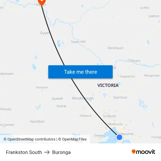 Frankston South to Buronga map