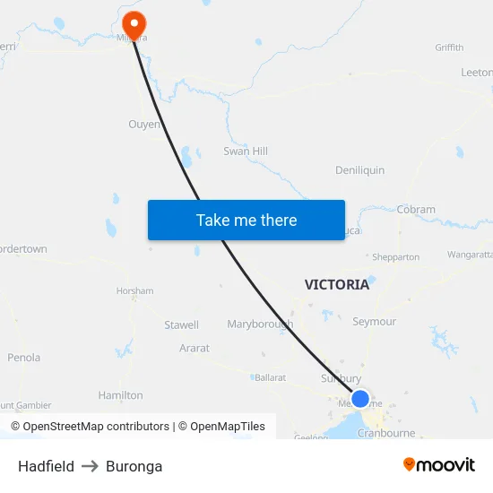 Hadfield to Buronga map