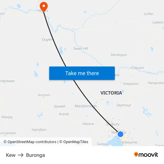 Kew to Buronga map