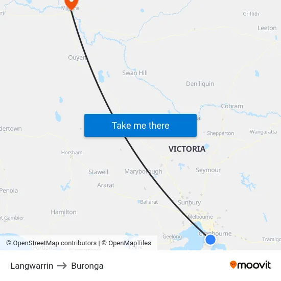 Langwarrin to Buronga map