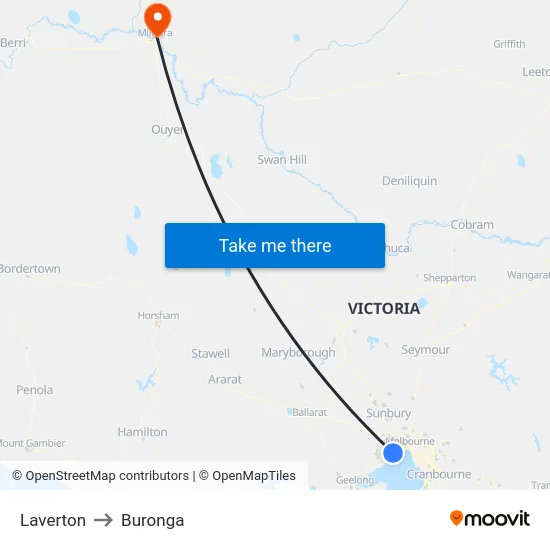 Laverton to Buronga map