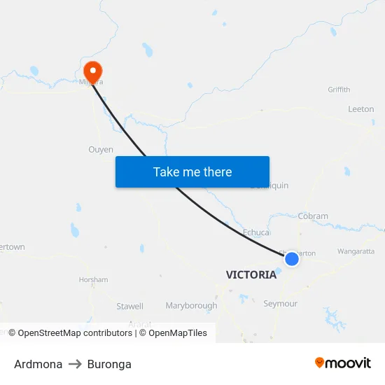 Ardmona to Buronga map