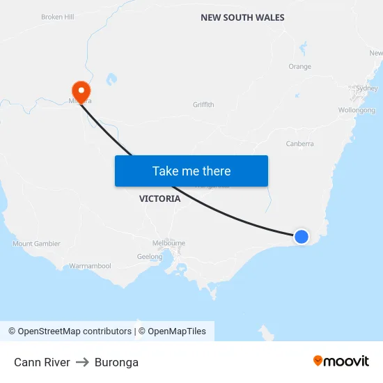 Cann River to Buronga map