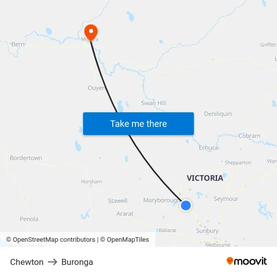 Chewton to Buronga map