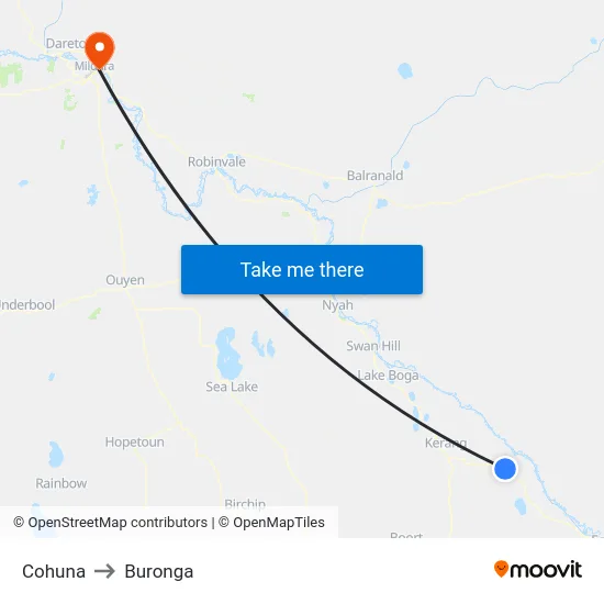 Cohuna to Buronga map