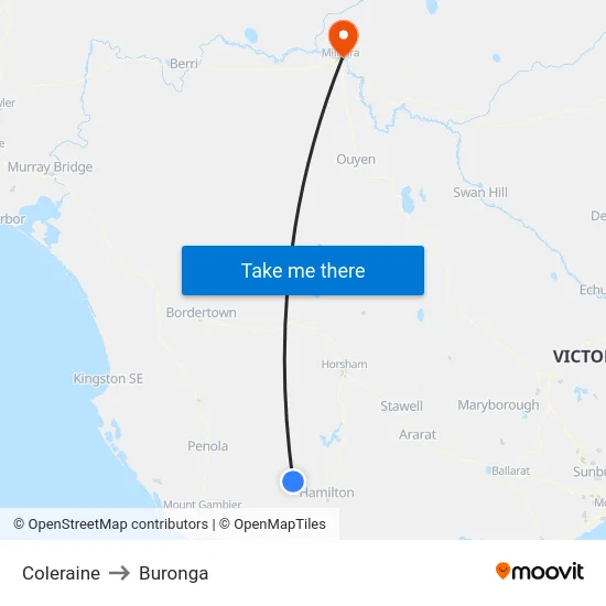 Coleraine to Buronga map