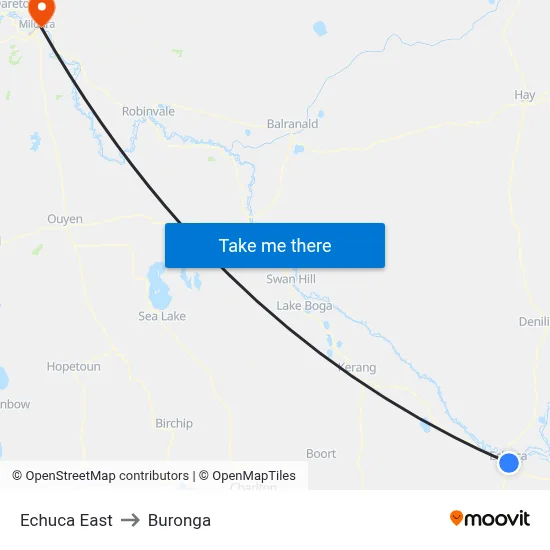 Echuca East to Buronga map