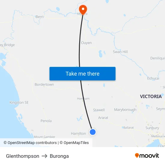 Glenthompson to Buronga map