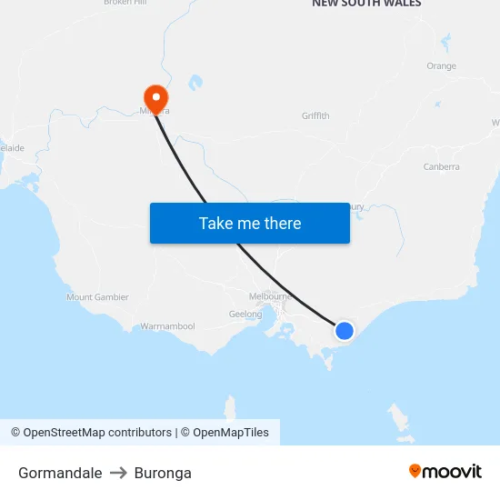 Gormandale to Buronga map